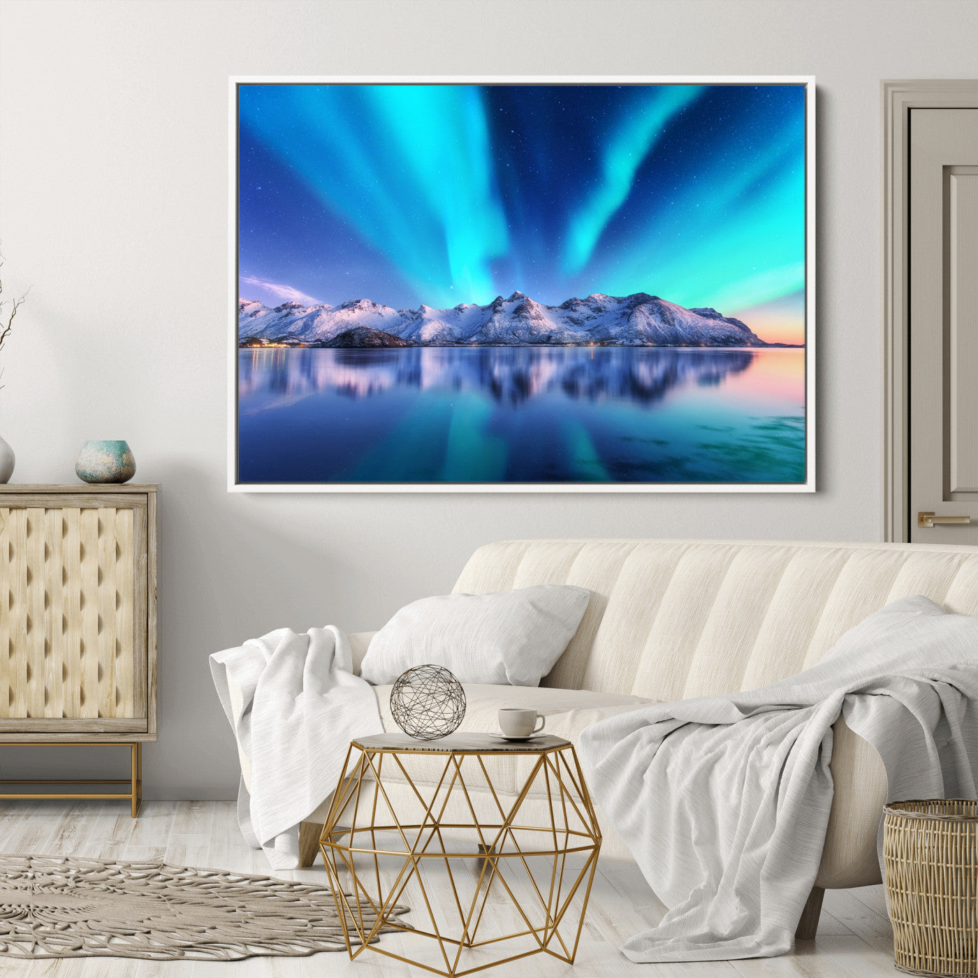 49902-MGV-CV-36X24-Northern Lights above Mountain Wall Art, Northern Lights Wall Art Canvas Print