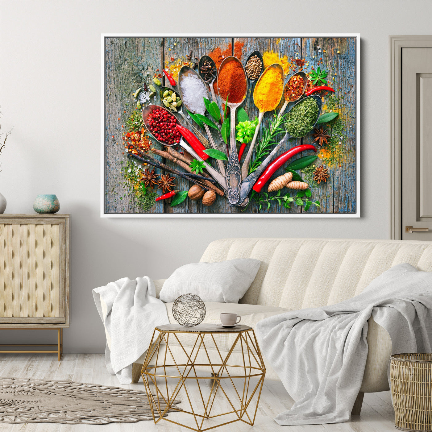 20619-MGV-CV-36X24-Spoonful of Spices Cooking Wall Art Canvas Print - Vibrant Kitchen Decor Triptych – Culinary Art Print for Dining Room or Kitchen – Ready to