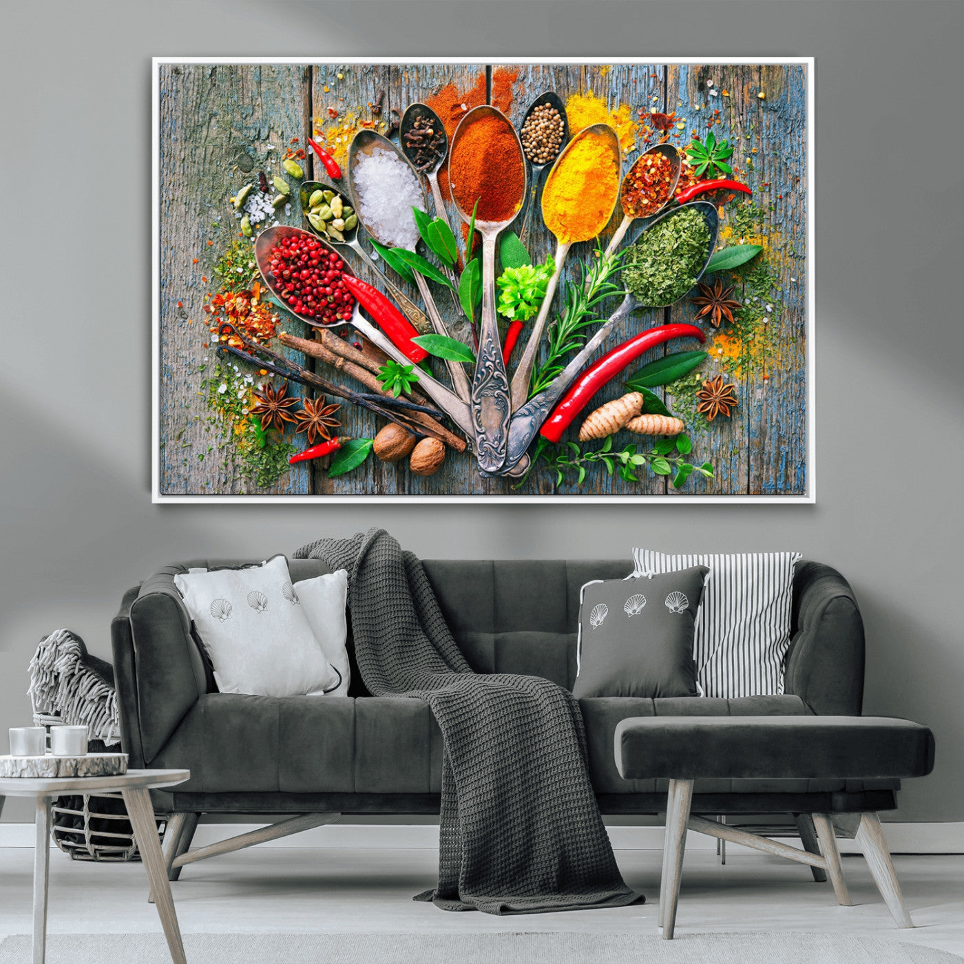 MGV-FC-36X24 - Kitchen Wall Art Print - Spoonful of Spices Cooking Wall Art Canvas Print - Vibrant Kitchen Decor