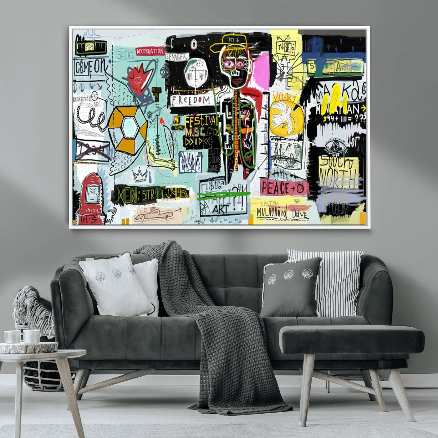 MGV-FC-36X24 - Abstract Graffiti Canvas Street Art-Inspired Graffiti Triptych Canvas – Modern Abstract Wall Art for