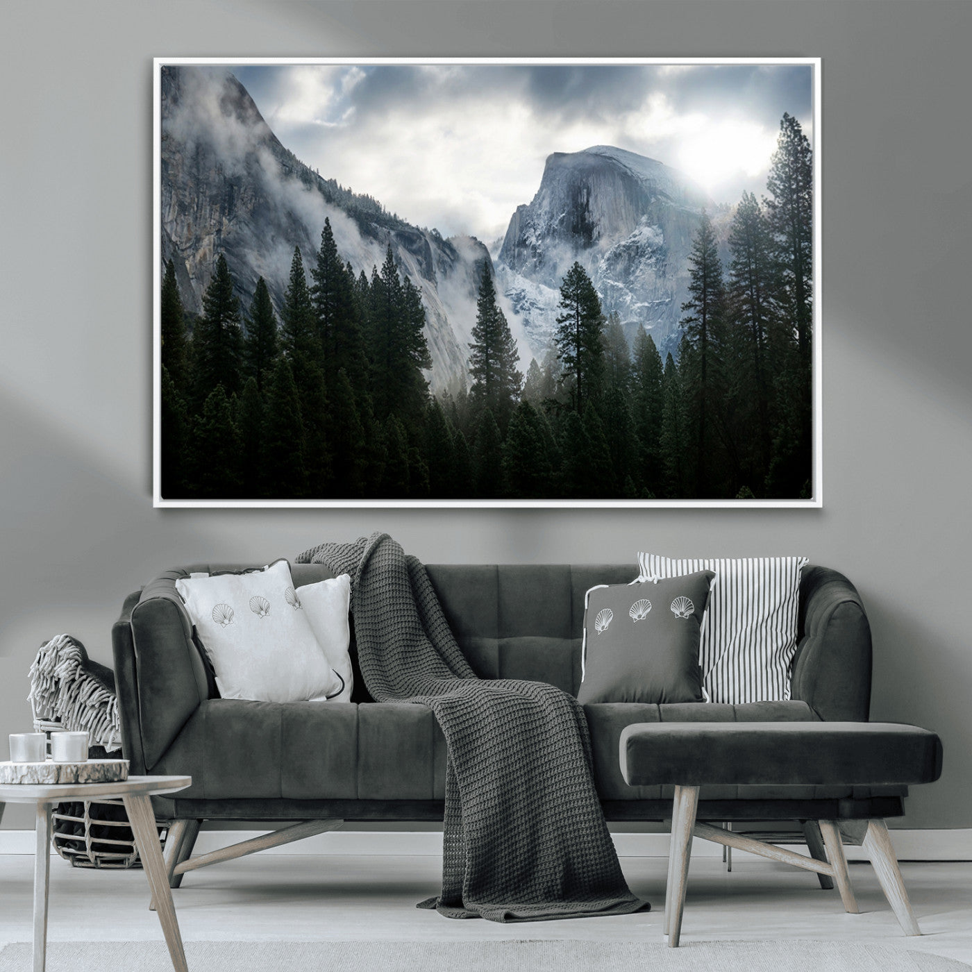 MGV-FC-36X24 - Yosemite National Park El Capitan Foggy Mountain Wall Art | Large Canvas Print for Living Room,