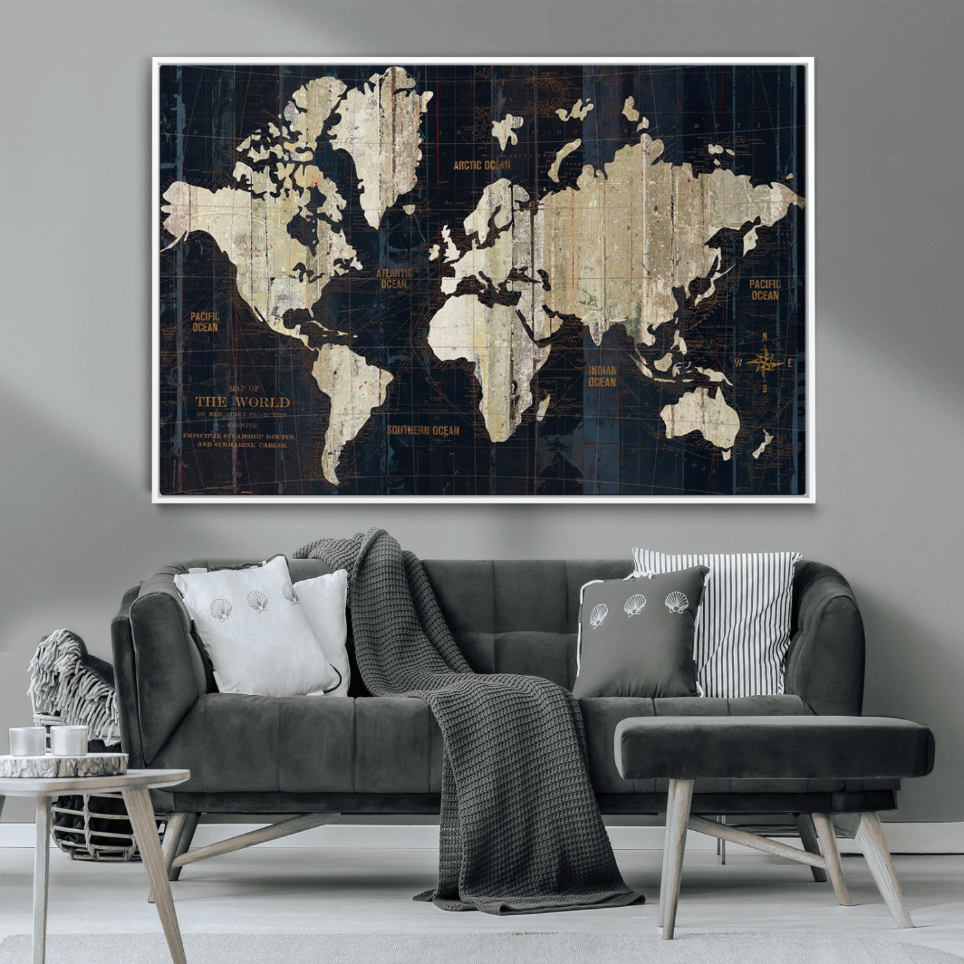 MGV-FC-36X24 - Push Pin World Map Canvas Print – Framed Wall Art for Couples to Track Their Travels – Anniversary