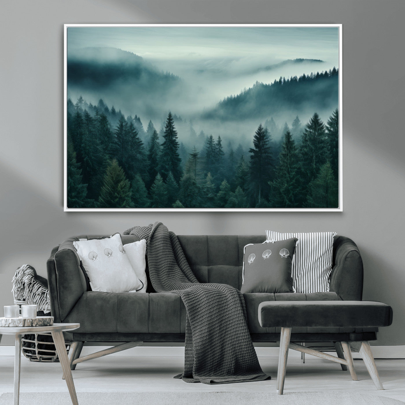 MGV-FC-36X24 - Captivating Misty Foggy Forest Wall Art Premium Canvas Print
