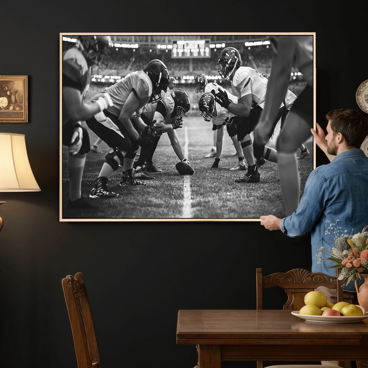 13273-MGV-CV-36X24 - American Football Wall Art Canvas Print Framed Stadium Sport