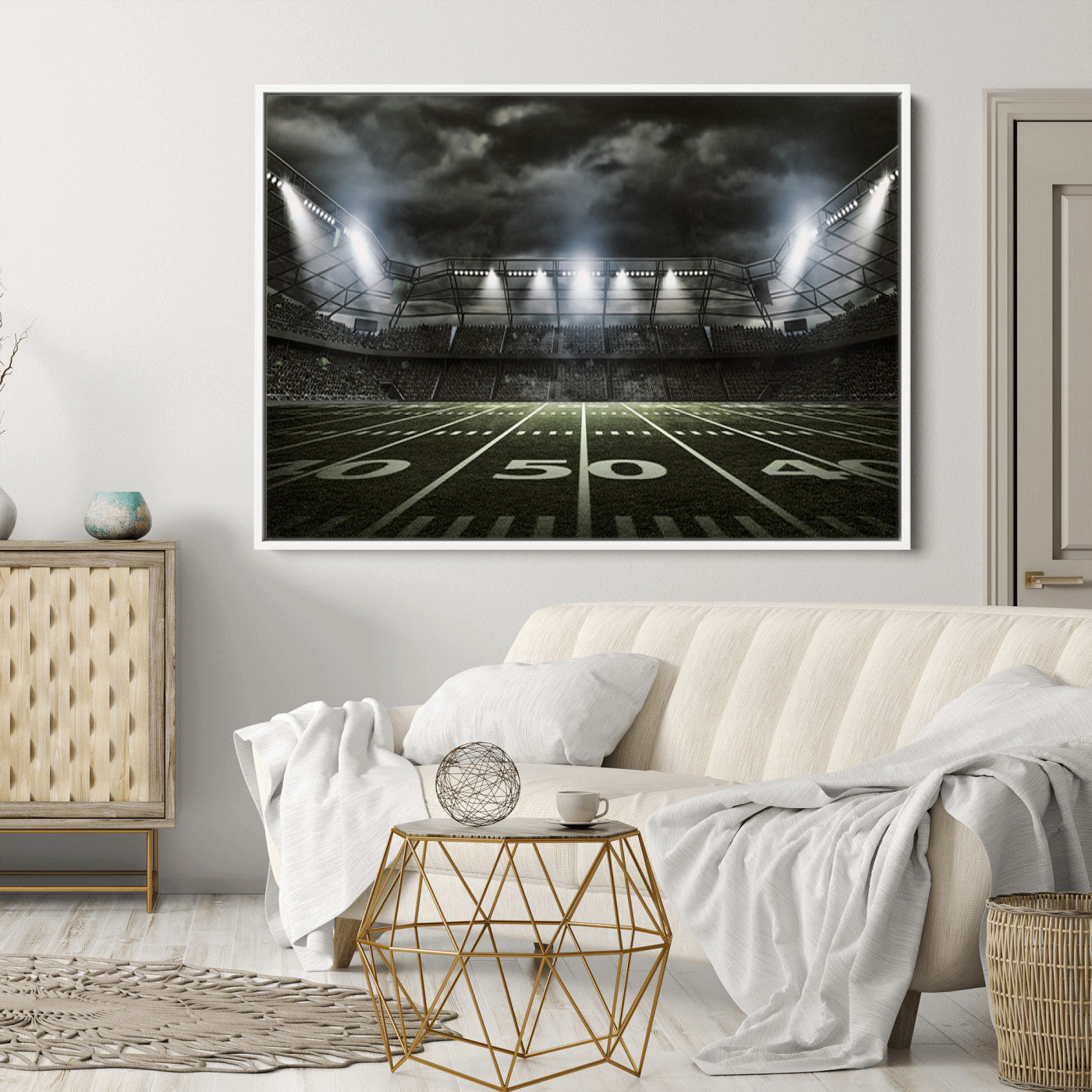 90107-MGV-CV-36X24-American Football Stadium Wall Art Canvas Print, Stadium Sport Wall Art Print
