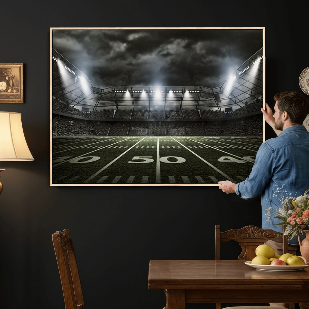 90107-MGV-CV-36X24 - American Football Stadium Wall Art Canvas Print, Stadium Sport Wall Art Print