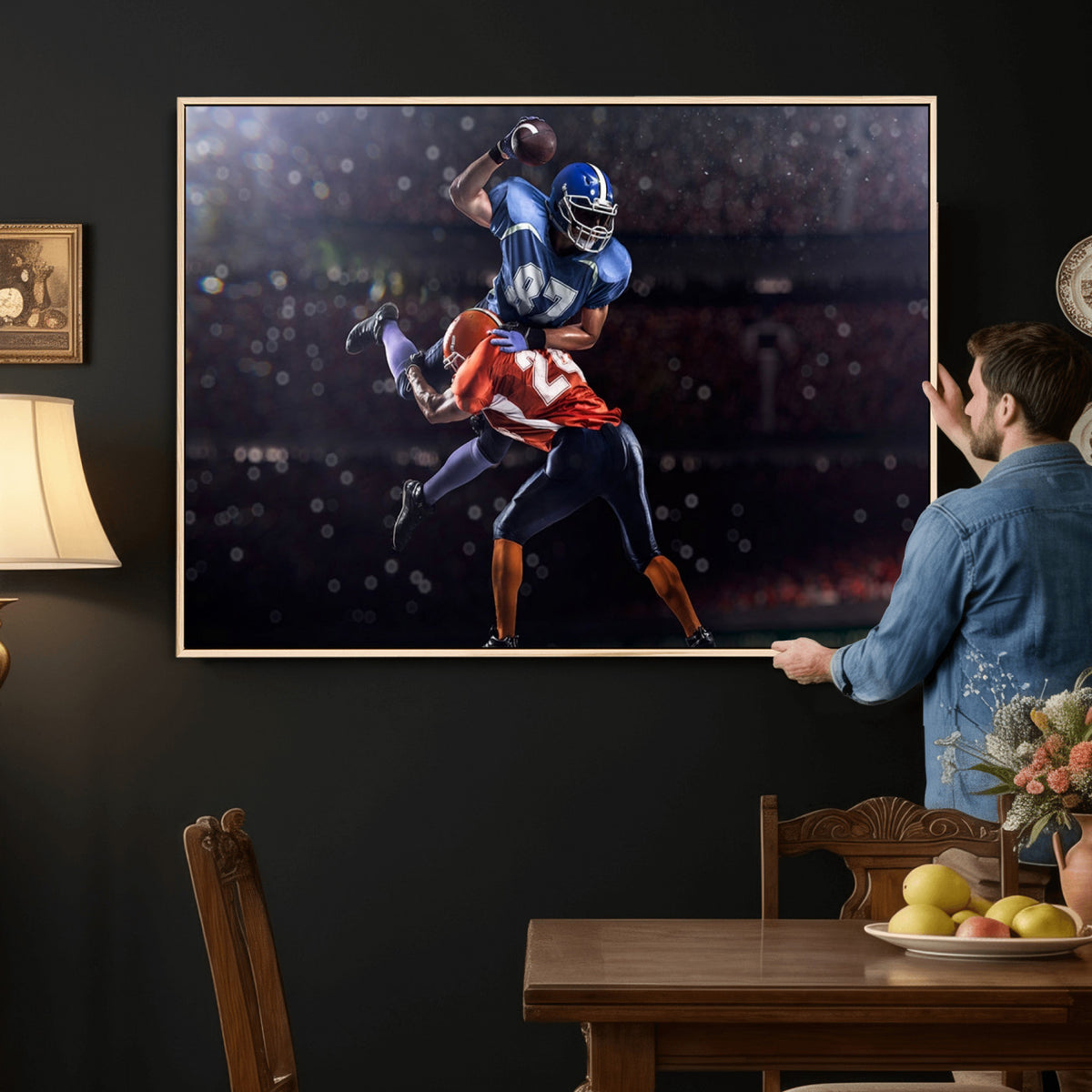 76491-MGV-CV-36X24 - American Football Wall Art Canvas Print, Stadium Sport Wall Art Print