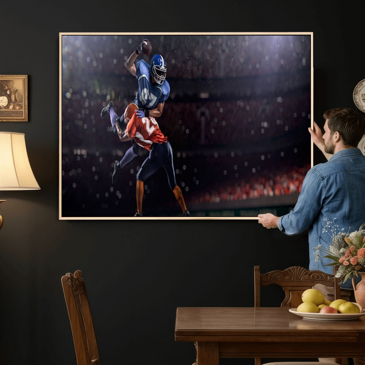 68009-MGV-CV-36X24 - American Football Wall Art Canvas Print, Stadium Sport Wall Art Print