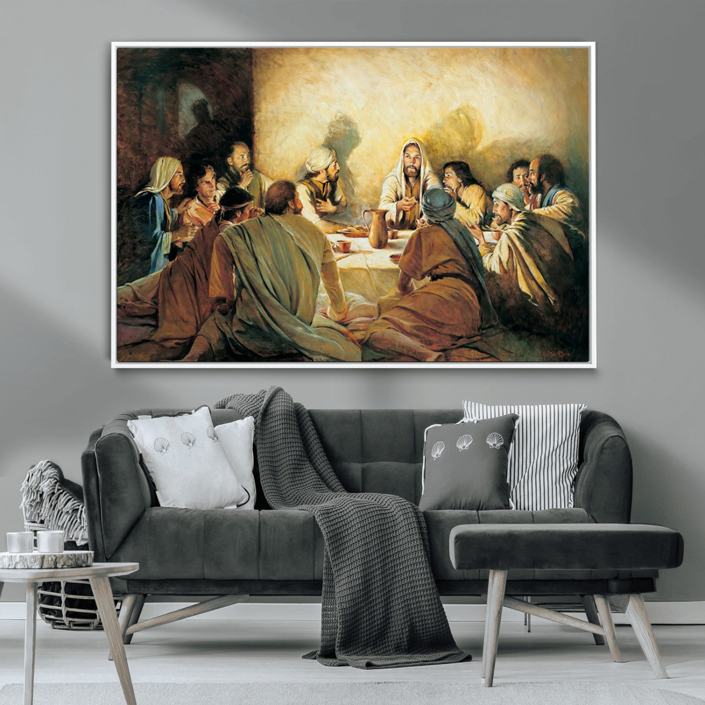 -Last Supper Wall Art Canvas Print, Framed Jesus Painting Art Picture Print, Moderne Bibel Perfect Traditional/Religious Decor Artwork
