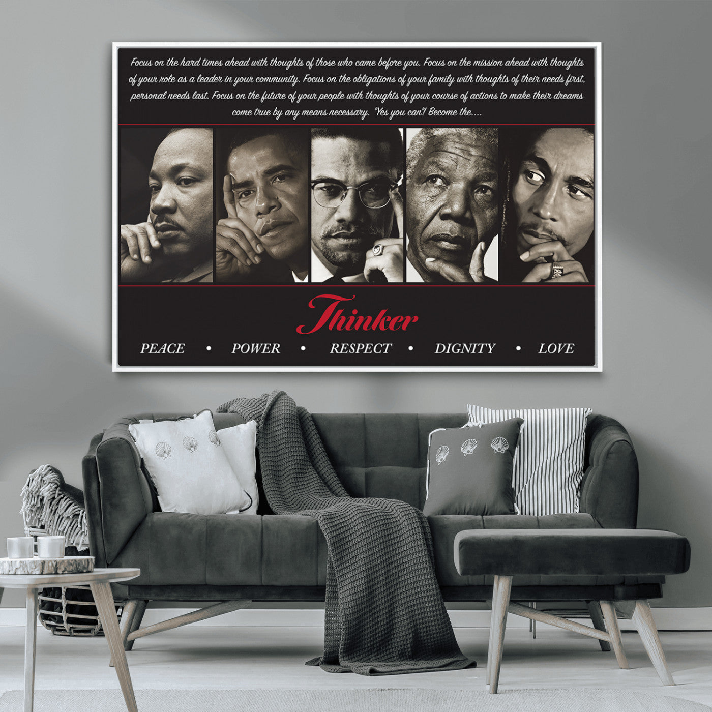 MGV-FC-36X24 - Thinkers of Wall Art Canvas Print - Inspirational Wall Art Featuring Icons of Peace, Power, and