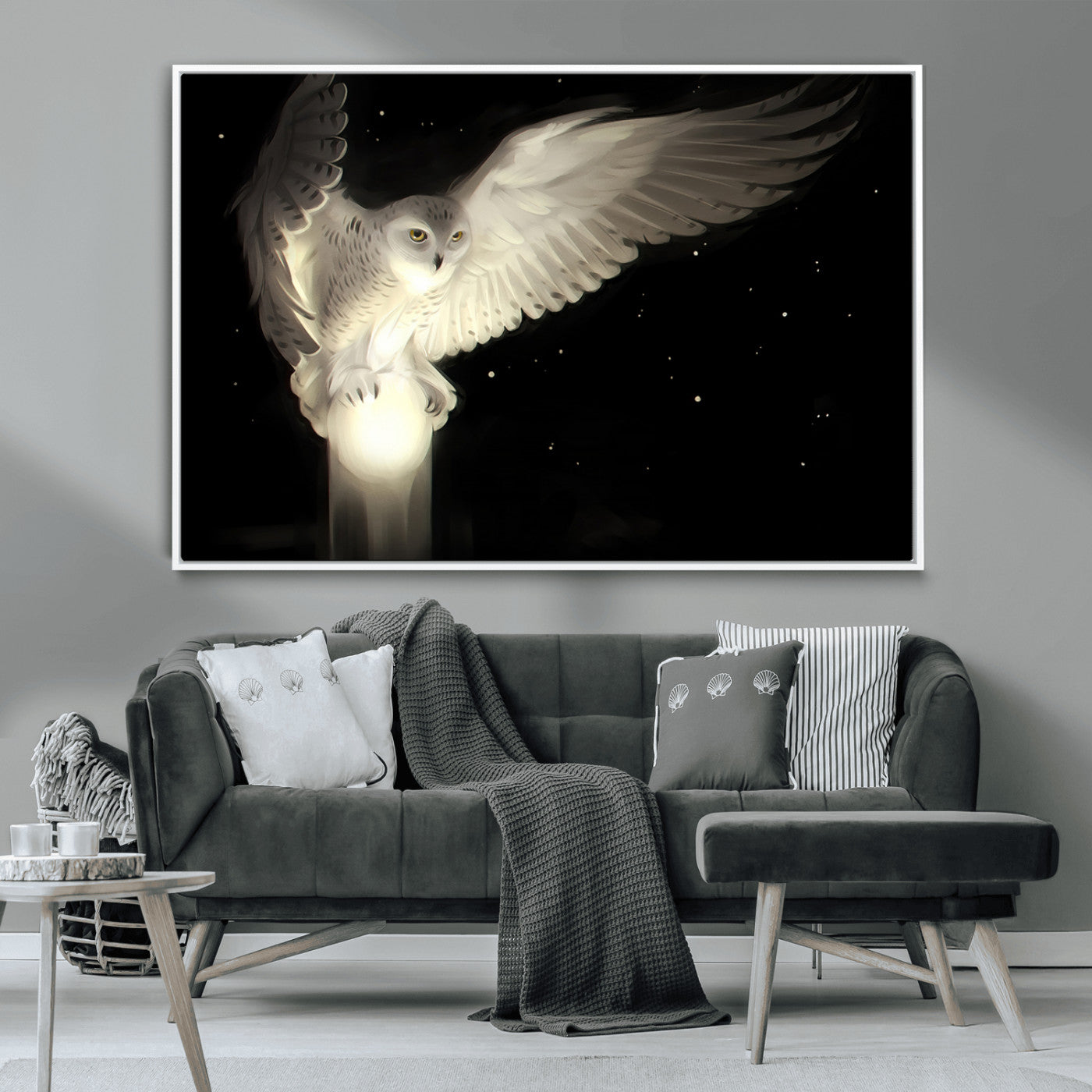 MGV-FC-36X24 - Night Owl Art -  Illuminating the Darkness – Unique Animal-Inspired Wall Art for Modern Decor |
