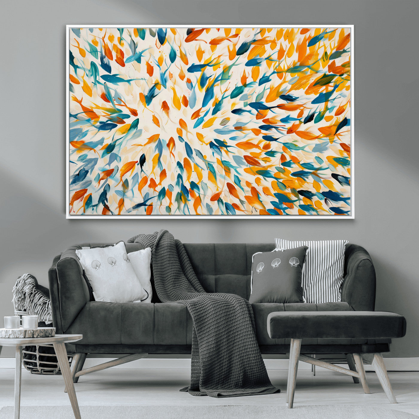 -Colorful Fish Wall Art Print – Abstract Ocean-Inspired Wall Art for Modern Spaces | Framed Canvas,