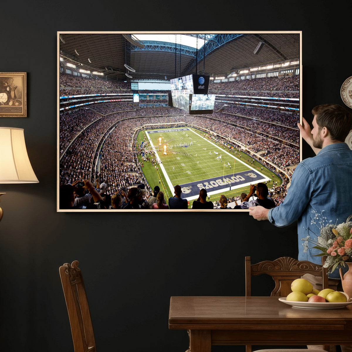 82096-MGV-CV-36X24 - Dallas Cowboys Football Team Print - Arlington AT&T Stadium Wall Art Canvas Print