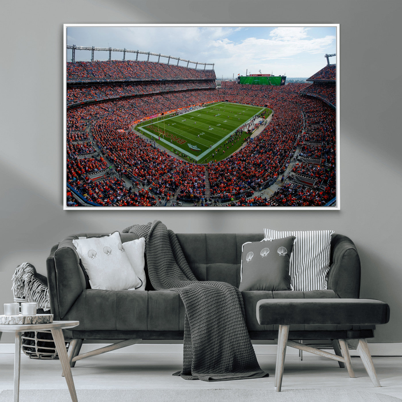 MGV-FC-36X24 - Denver Broncos Football Team Print - Empower Field Mile High Stadium Wall Art Canvas Print