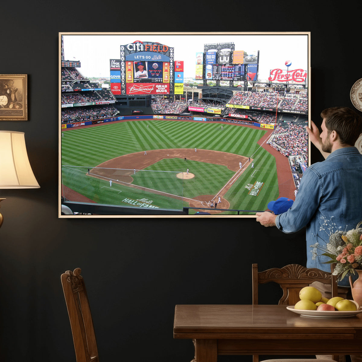 64829-MGV-CV-36X24 - New York Mets Baseball Team Print, Citi Field Baseball Stadium Wall Art