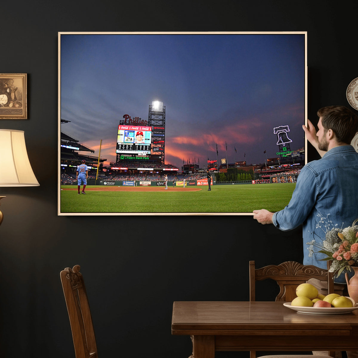 22594-MGV-CV-36X24 - Philadelphia Phillies Baseball Print - Philadelphia Citizens Bank Park Stadium Wall Art, Phillies