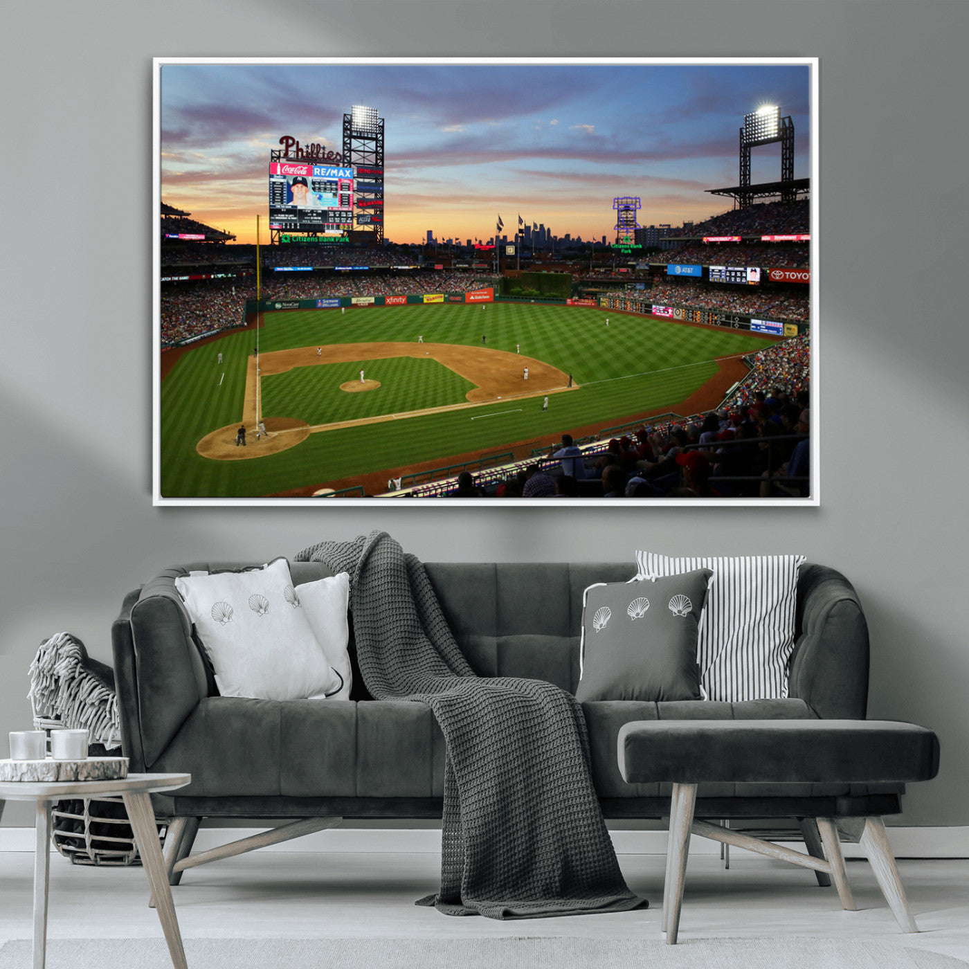 MGV-FC-36X24 - Citizens Bank Park Philadelphia Phillies Wall Art Canvas | 3-Panel Canvas Print of Phillies Stadium