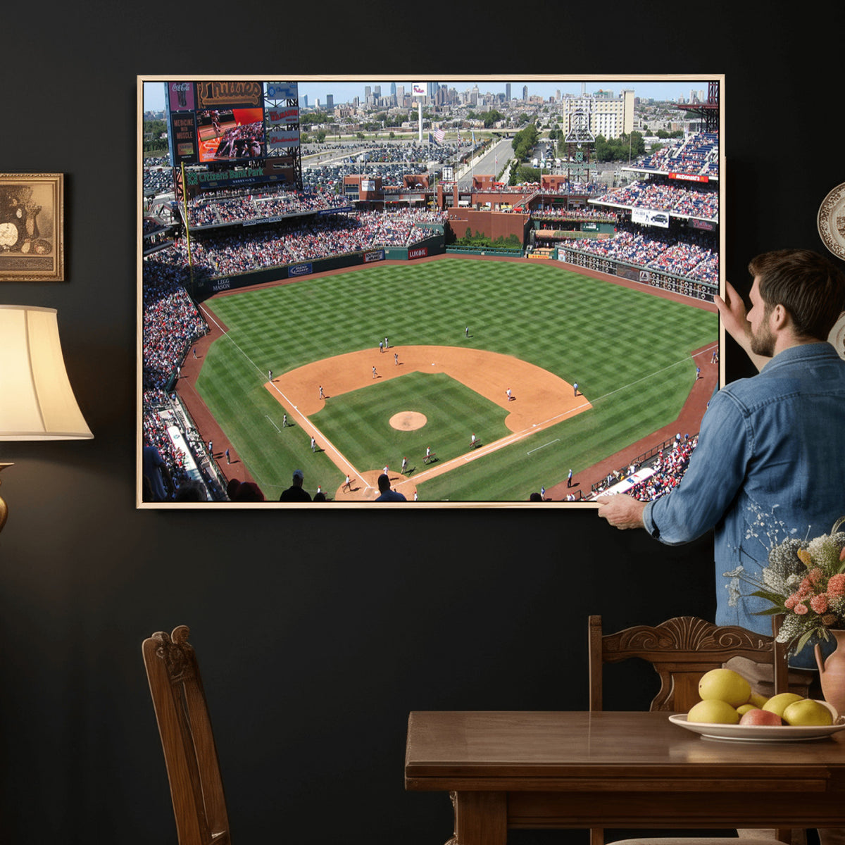 85755-MGV-CV-36X24 - Philadelphia Phillies Baseball Team Print - Philadelphia Citizens Bank Park Stadium Wall Art Canvas