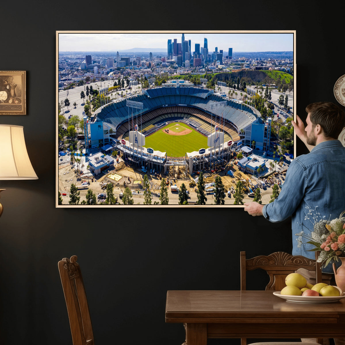 58596-MGV-CV-36X24 - Los Angeles Dodgers Dodger Stadium Wall Art Canvas Print, Extra Large Game Room Wall Decor