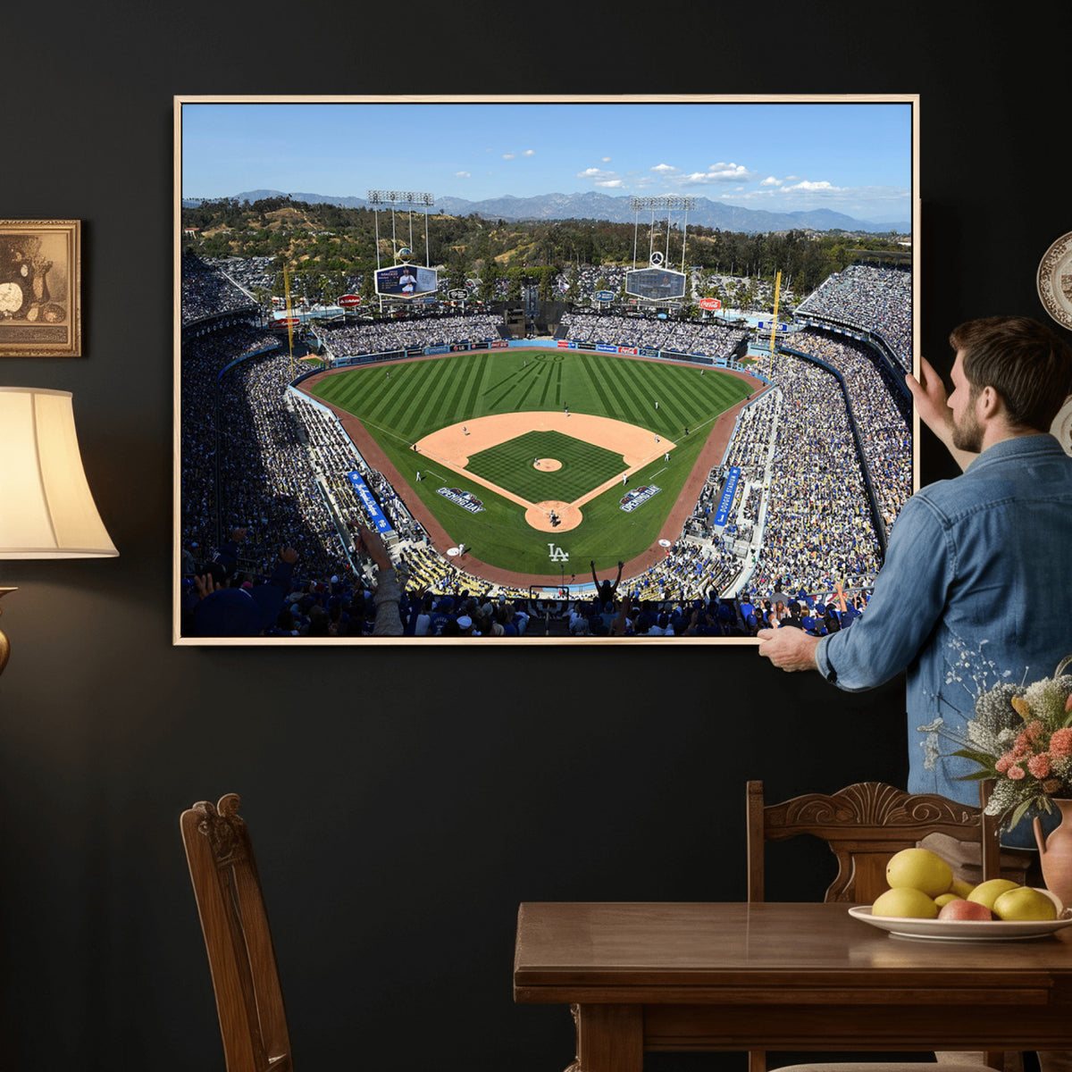 20436-MGV-CV-36X24 - Los Angeles Dodgers Dodger Stadium Wall Art Canvas Print, Framed and Ready to Hang