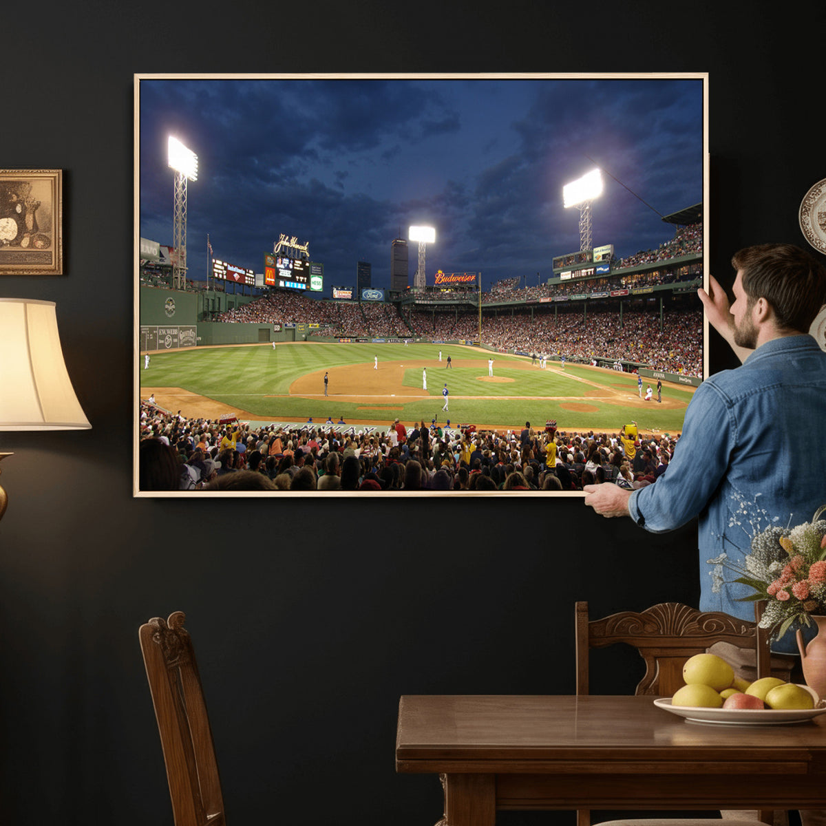 85099-MGV-CV-36X24 - Boston Red Sox Baseball Team Print Canvas, Massachusetts Fenway Park Stadium Wall Art