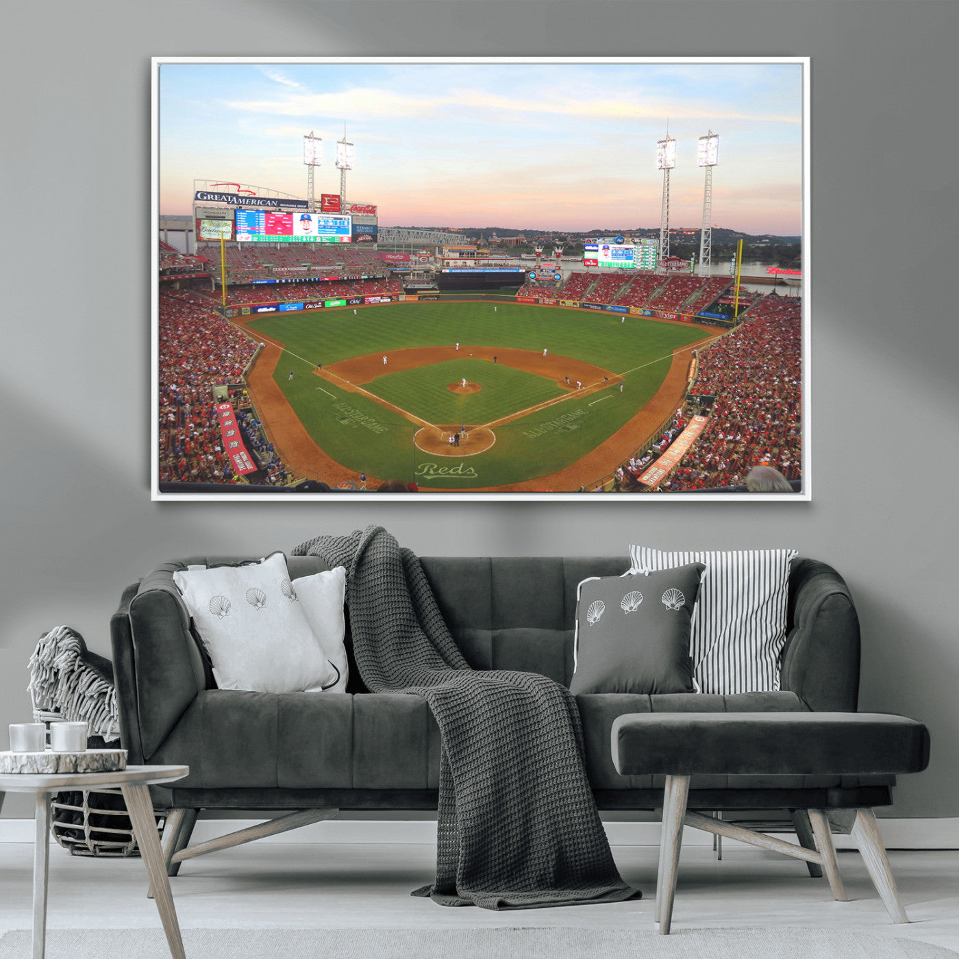 MGV-FC-36X24 - Cincinnati Reds Baseball Print Canvas- Cincinnati Great American Ball Park Stadium Wall Art Canvas