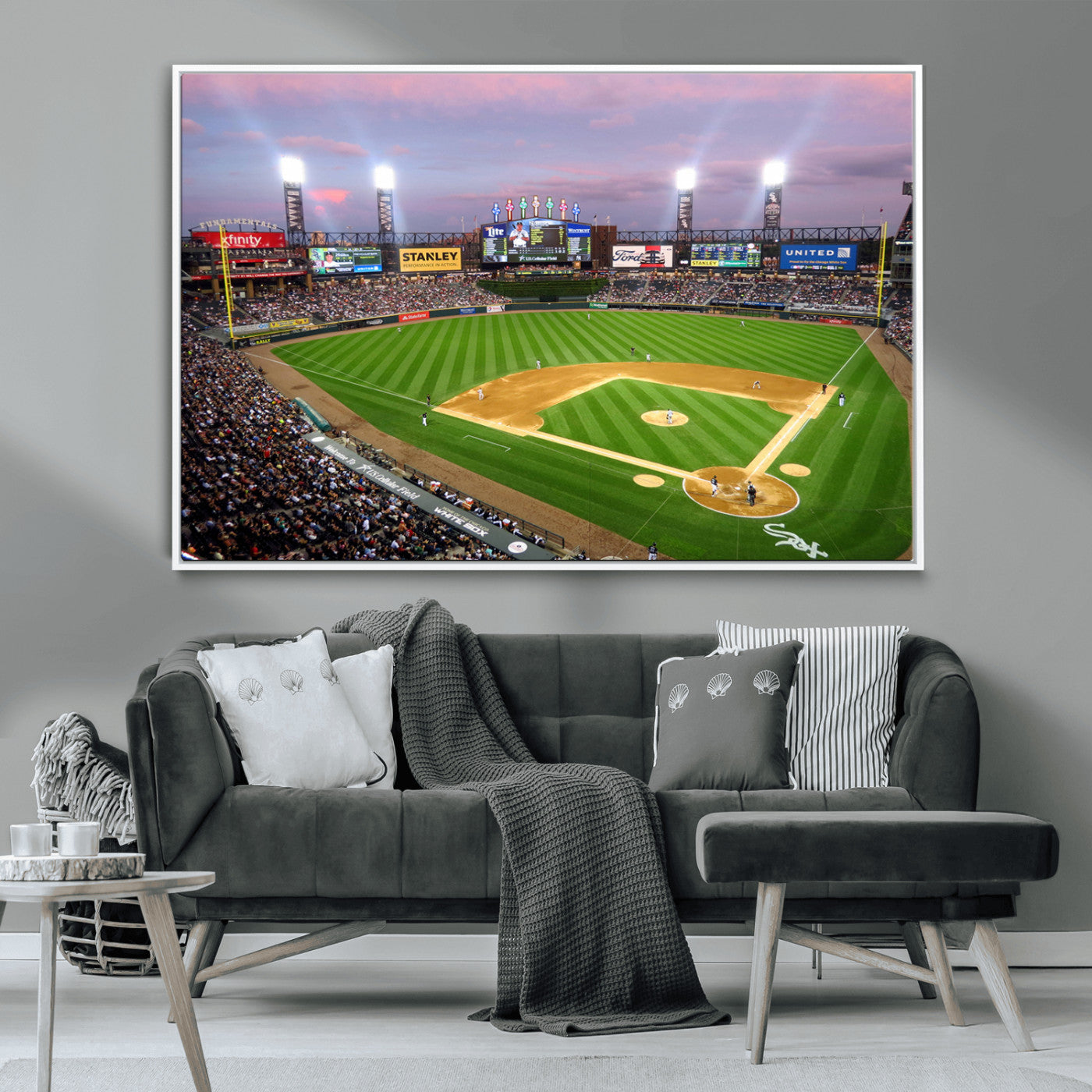 MGV-FC-36X24 - Chicago White Sox Baseball Team Print Canvas- Guaranteed Rate Field Stadium Wall Art Canvas Print