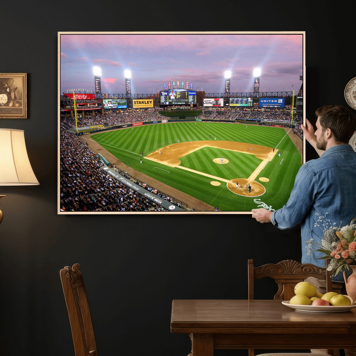 38470-MGV-CV-36X24 - Chicago White Sox Baseball Team Print Canvas, Guaranteed Rate Field Stadium Wall Art