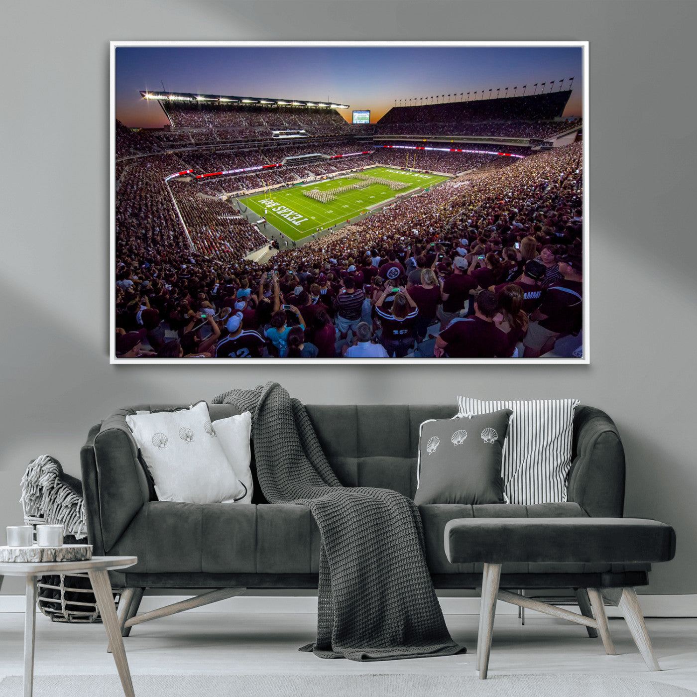 MGV-FC-36X24 - Texas A&M University Aggies Football Team Print - College Station Kyle Field Stadium Wall Art Canvas