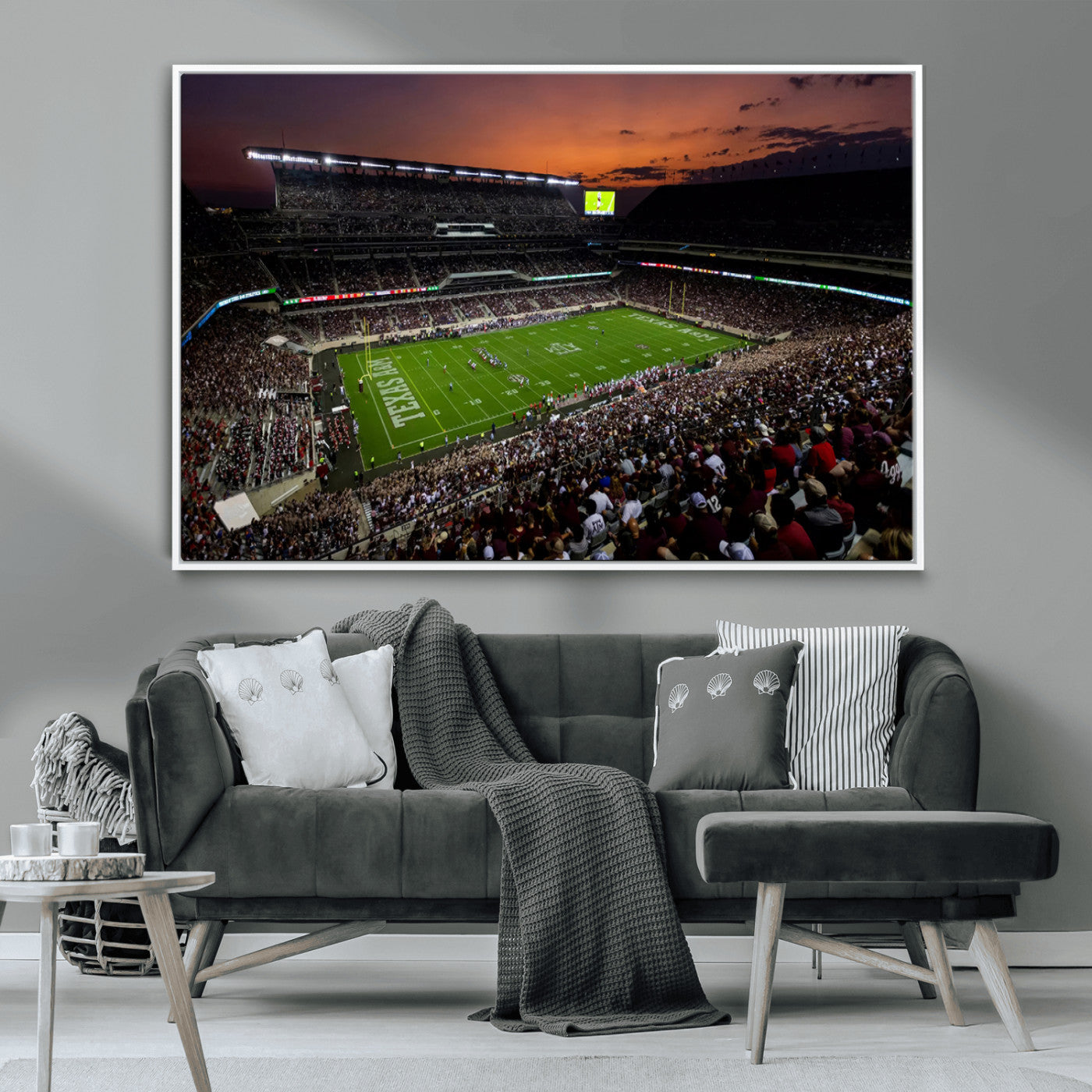 MGV-FC-36X24 - Texas A&M Aggies Football Team Print - College Station Kyle Field Stadium Wall Art Canvas Print