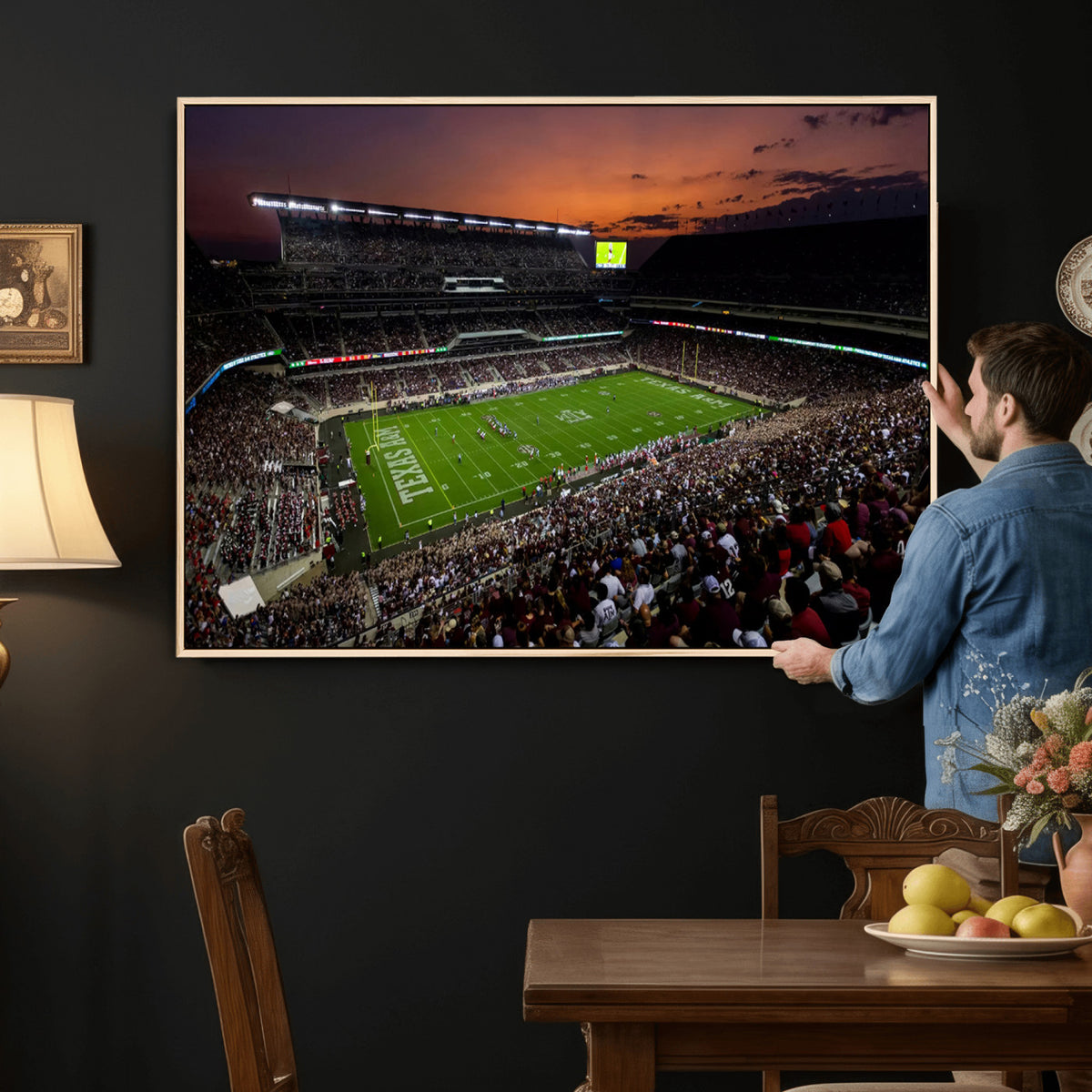 45603-MGV-CV-36X24 - Texas A&M University Aggies Football Team Print, College Station Kyle Field Stadium Wall Art