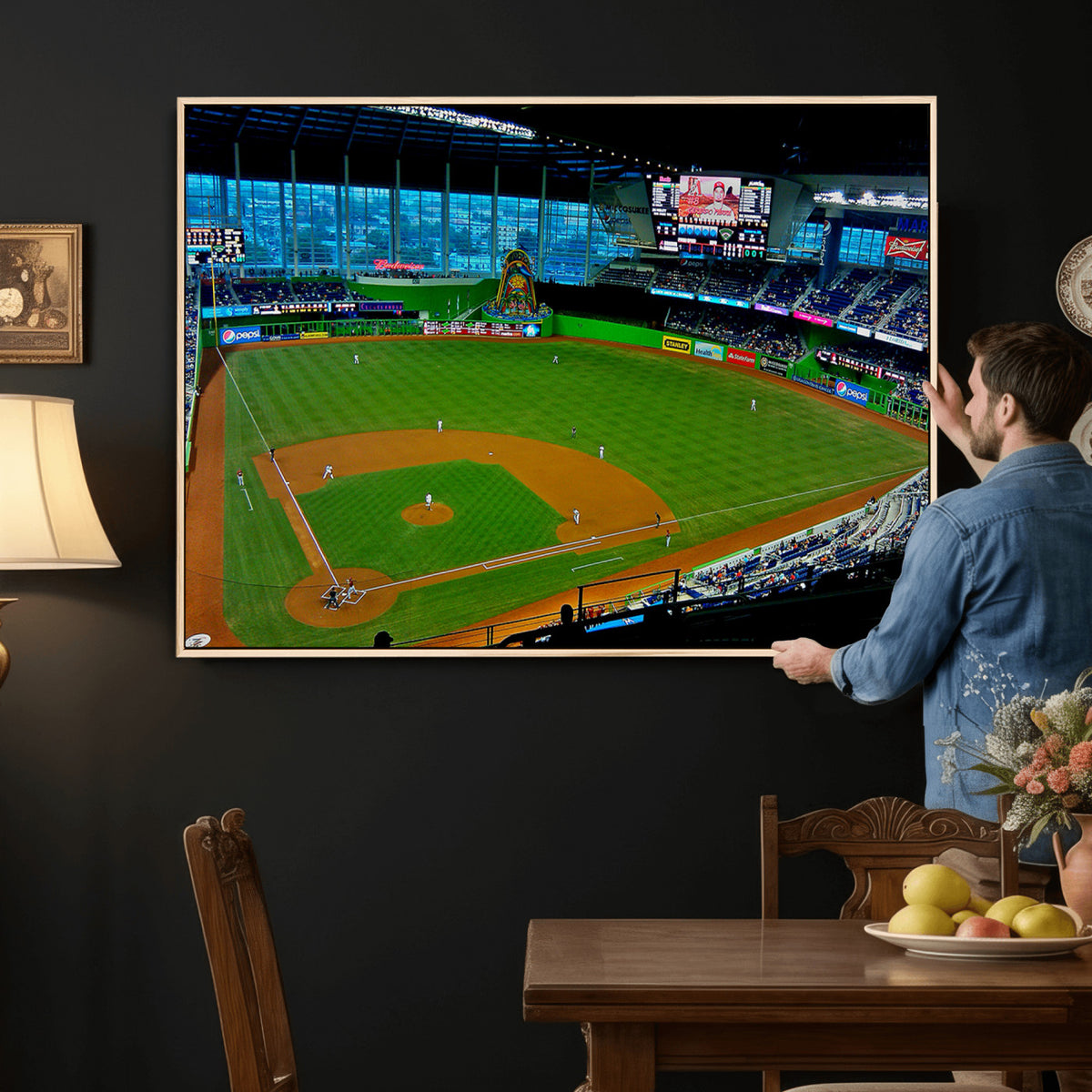 51207-MGV-CV-36X24 - Miami Marlins Baseball Team Print, Miami LoanDepot Park