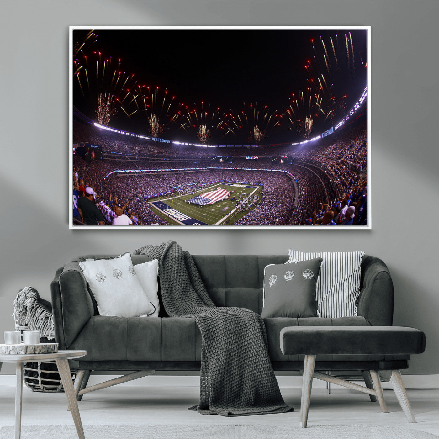 MGV-FC-36X24 - New York Giants Football Team Print - East Rutherford MetLife Stadium Wall Art Canvas Print