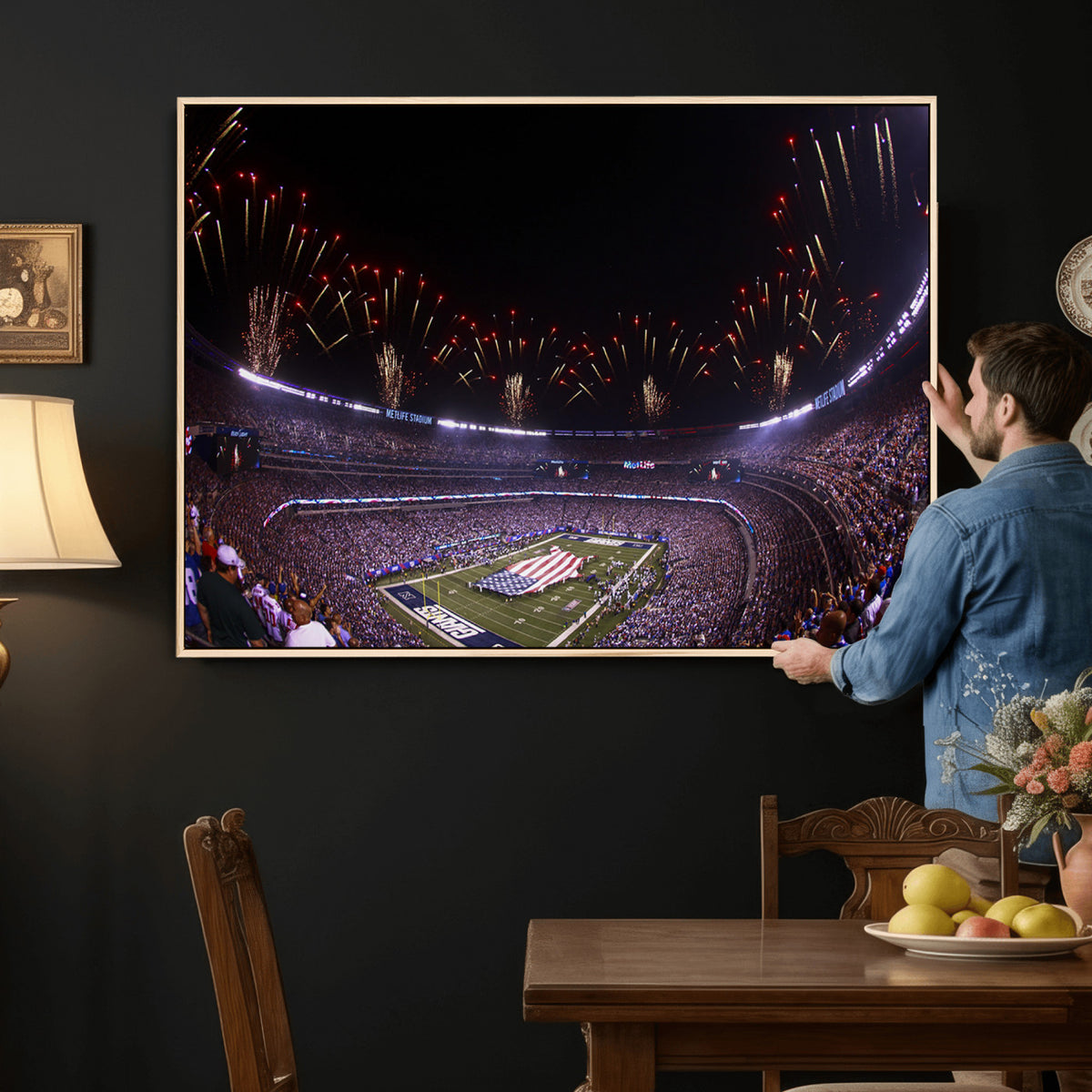 56360-MGV-CV-36X24 - New York Giants Football Team Print, East Rutherford MetLife Stadium Wall Art