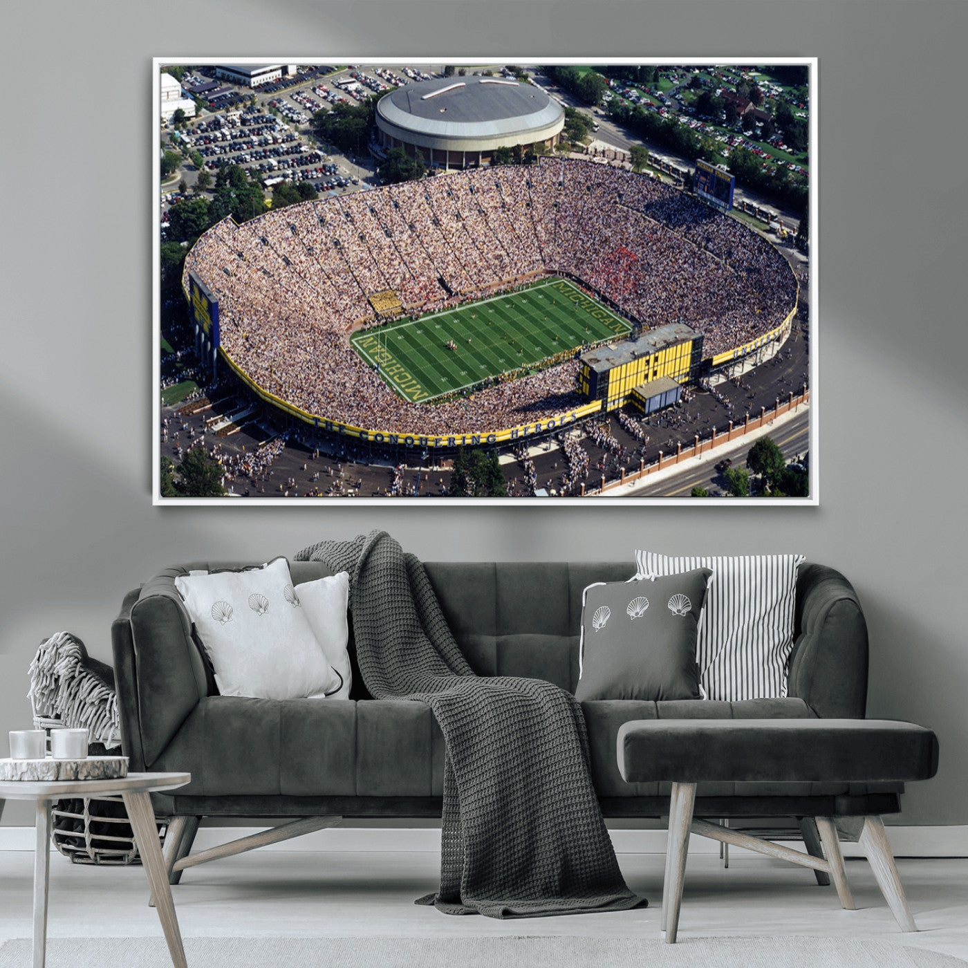 MGV-FC-36X24 - Michigan Wolverines Football Team Print - Ann Arbor Michigan Stadium Print, Michigan Wolverines