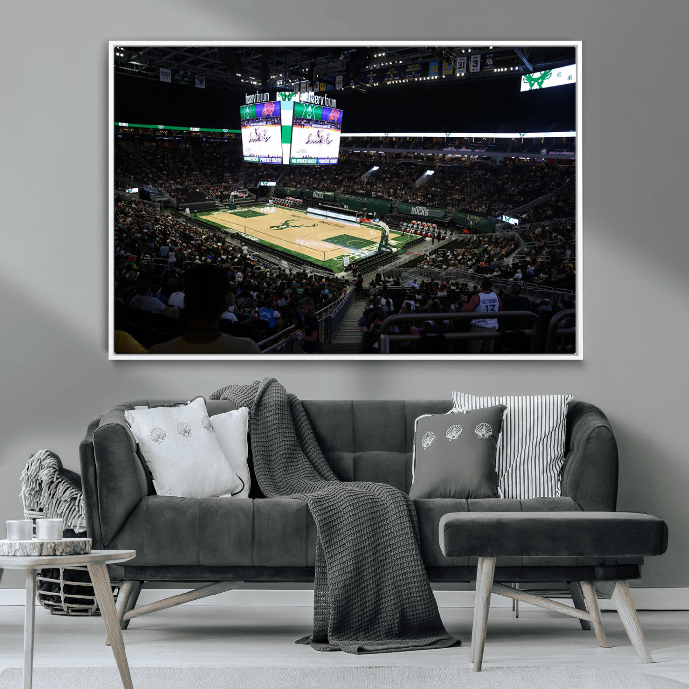 MGV-FC-36X24 - Milwaukee Bucks Basketball Print - Fiserv Forum Stadium Wall Art Canvas Print