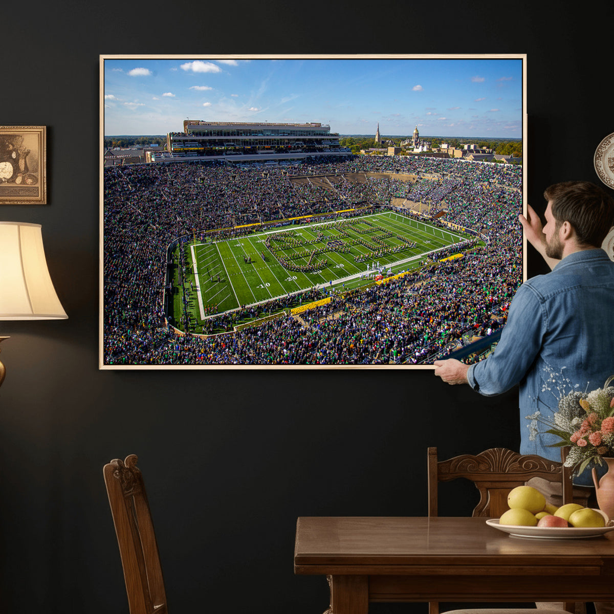 50114-MGV-CV-36X24 - Notre Dame Fighting Irish Football Team Print, Notre Dame Stadium Wall Art