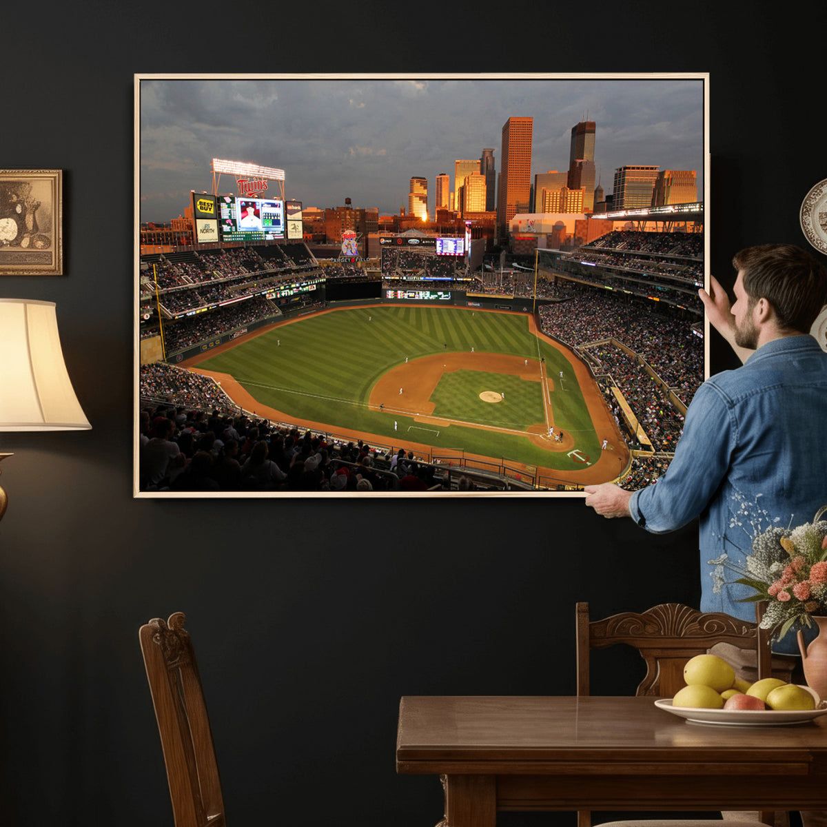 99822-MGV-CV-36X24 - Minnesota Twins Baseball Team Print, Minneapolis Target Field Stadium Wall Art