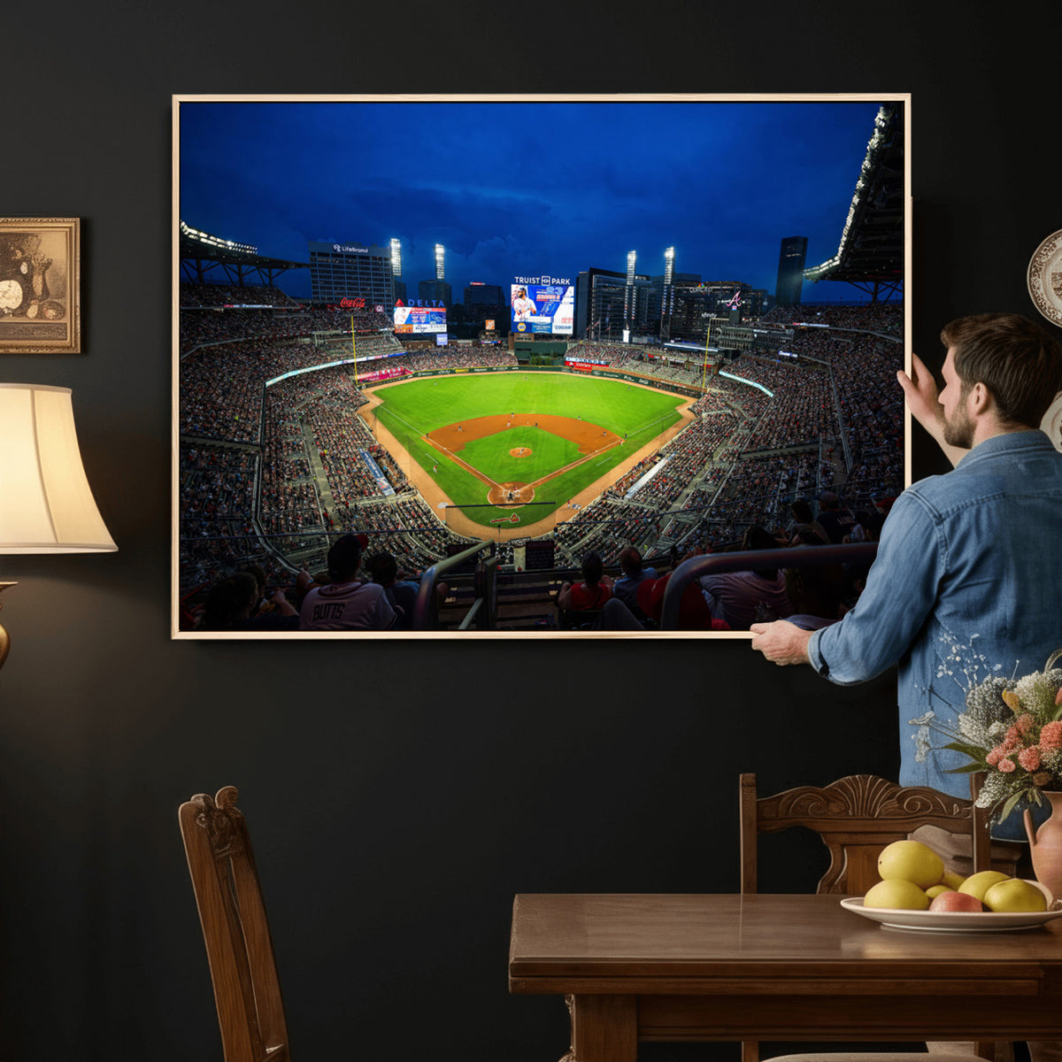 88590-MGV-CV-36X24 - Truist Park Night Game Canvas Art, Atlanta Braves Stadium