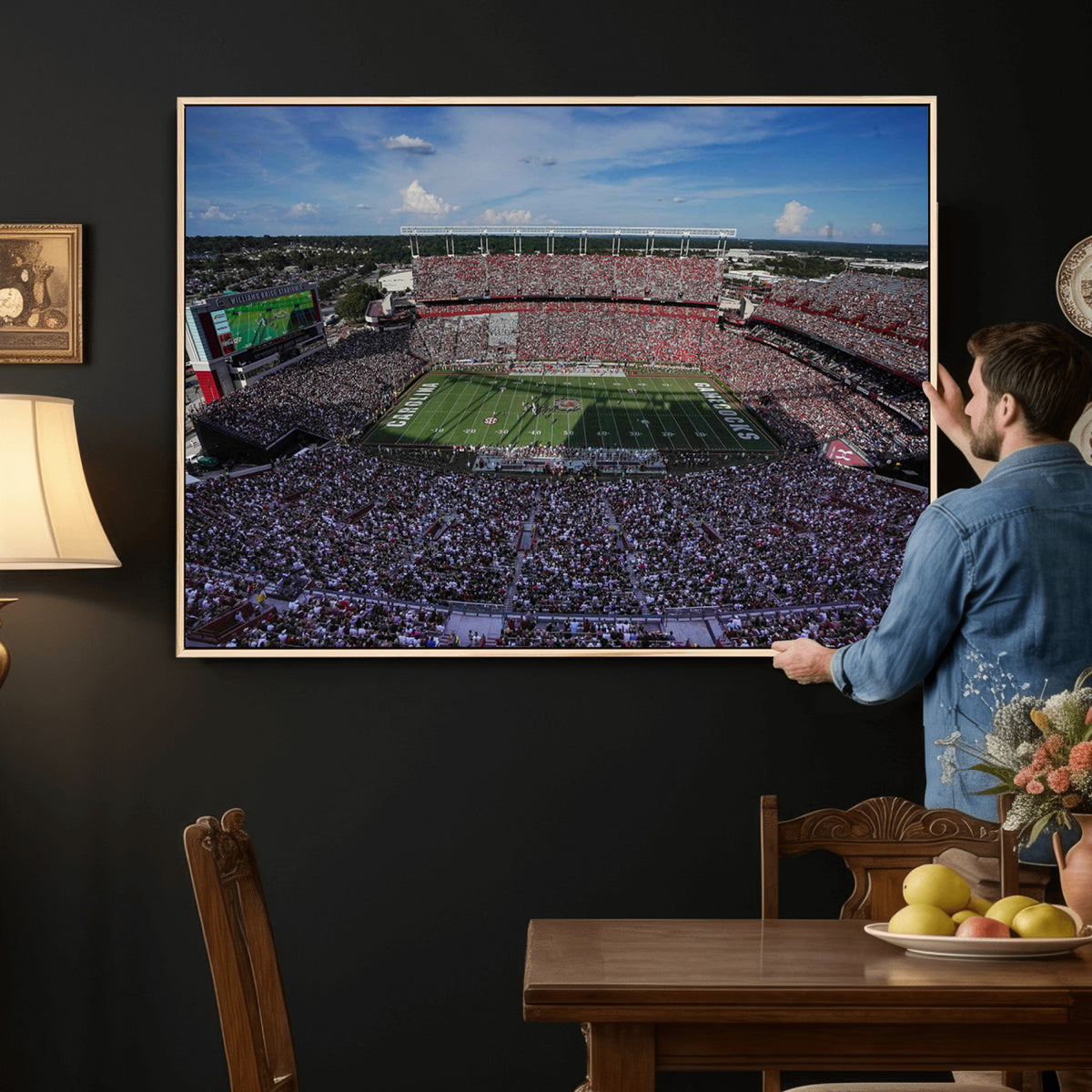 83382-MGV-CV-36X24 - South Carolina Gamecocks Football Team Print, Columbia Williams-Brice Stadium Wall Art