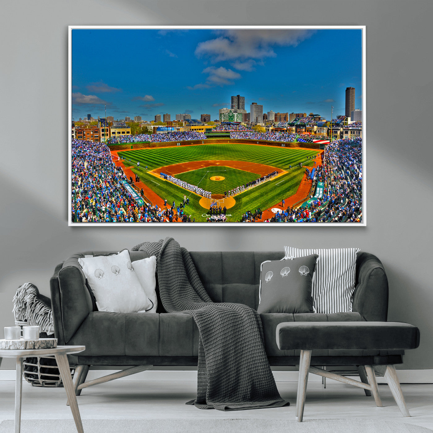 MGV-FC-36X24 - Wrigley Field Chicago Cubs Canvas Wall Art - Iconic Baseball Stadium Print for Sports Lovers - Ready