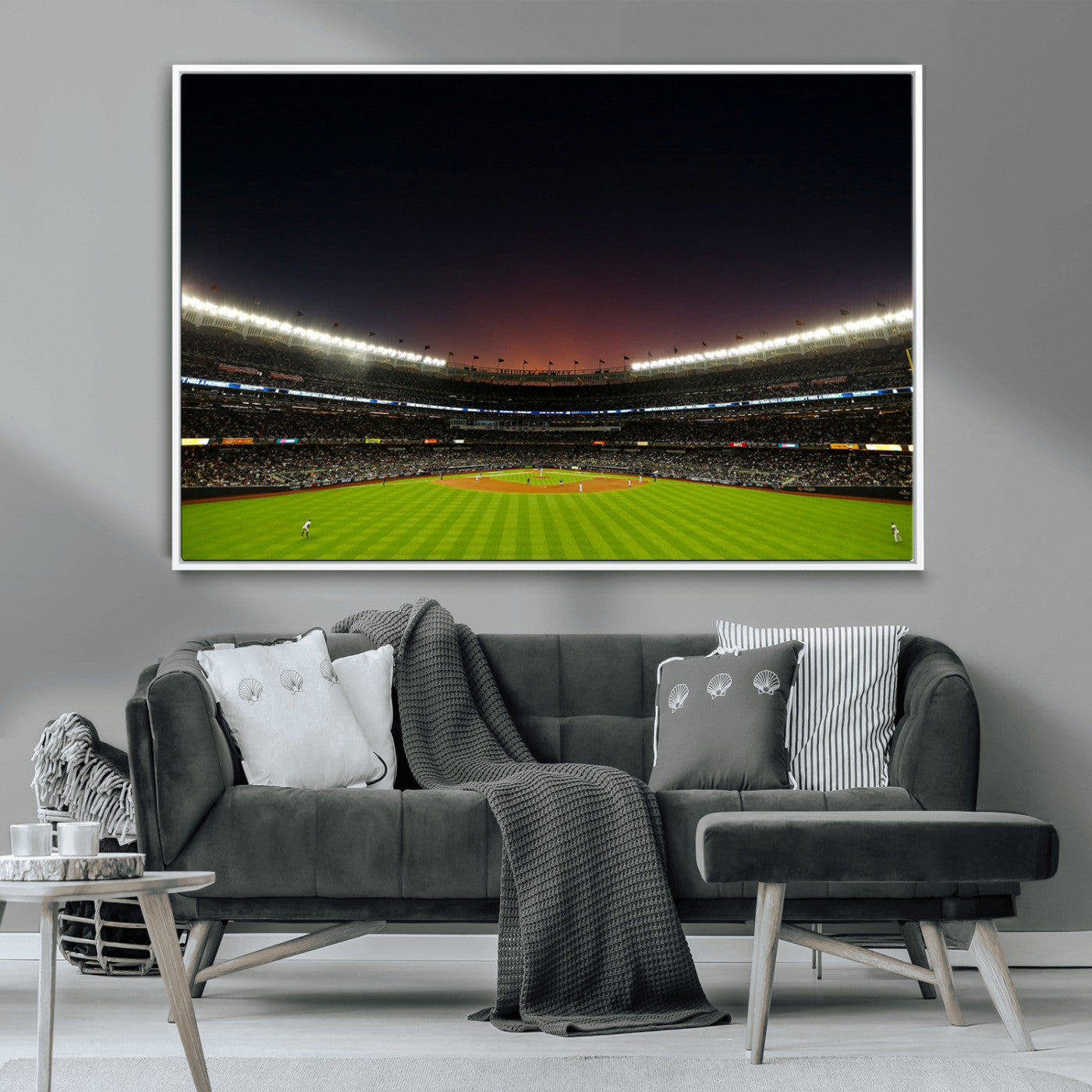 MGV-FC-36X24 - Yankee Stadium Night Game Triple Canvas, Yankee Stadium Canvas Wall Art - New York Yankees MLB Match