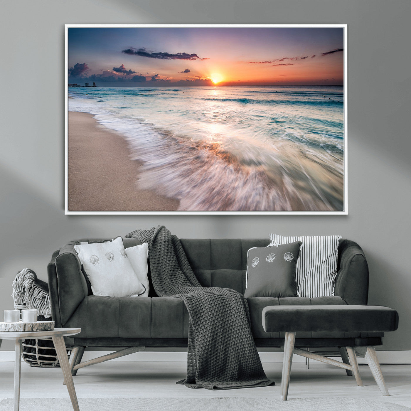 MGV-FC-36X24 - Sunset Beach Wall Art – Soothing Coastal Landscape, Ready to Hang for Tranquil Home Decor