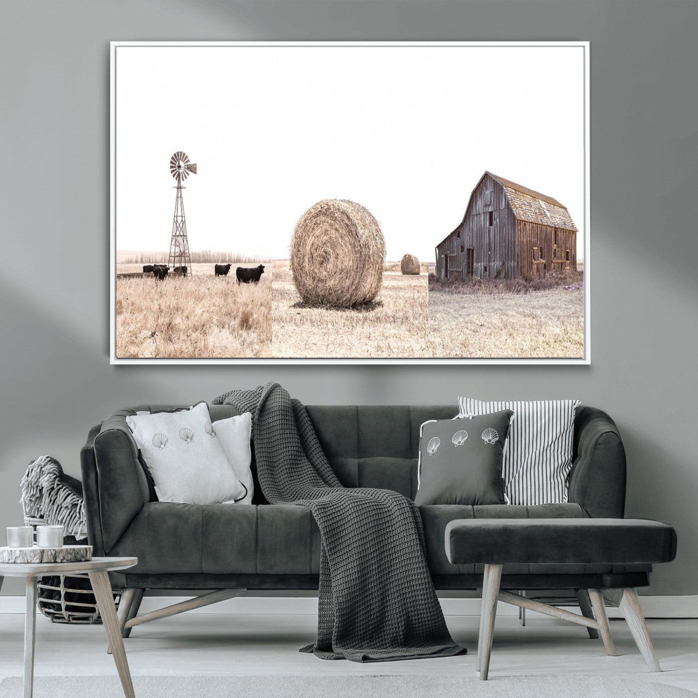 MGV-FC-36X24 - Farm Prints Set, Set of 6 Farmhouse Wall Art, Country House Decor, Barn Print, Wheat Print,