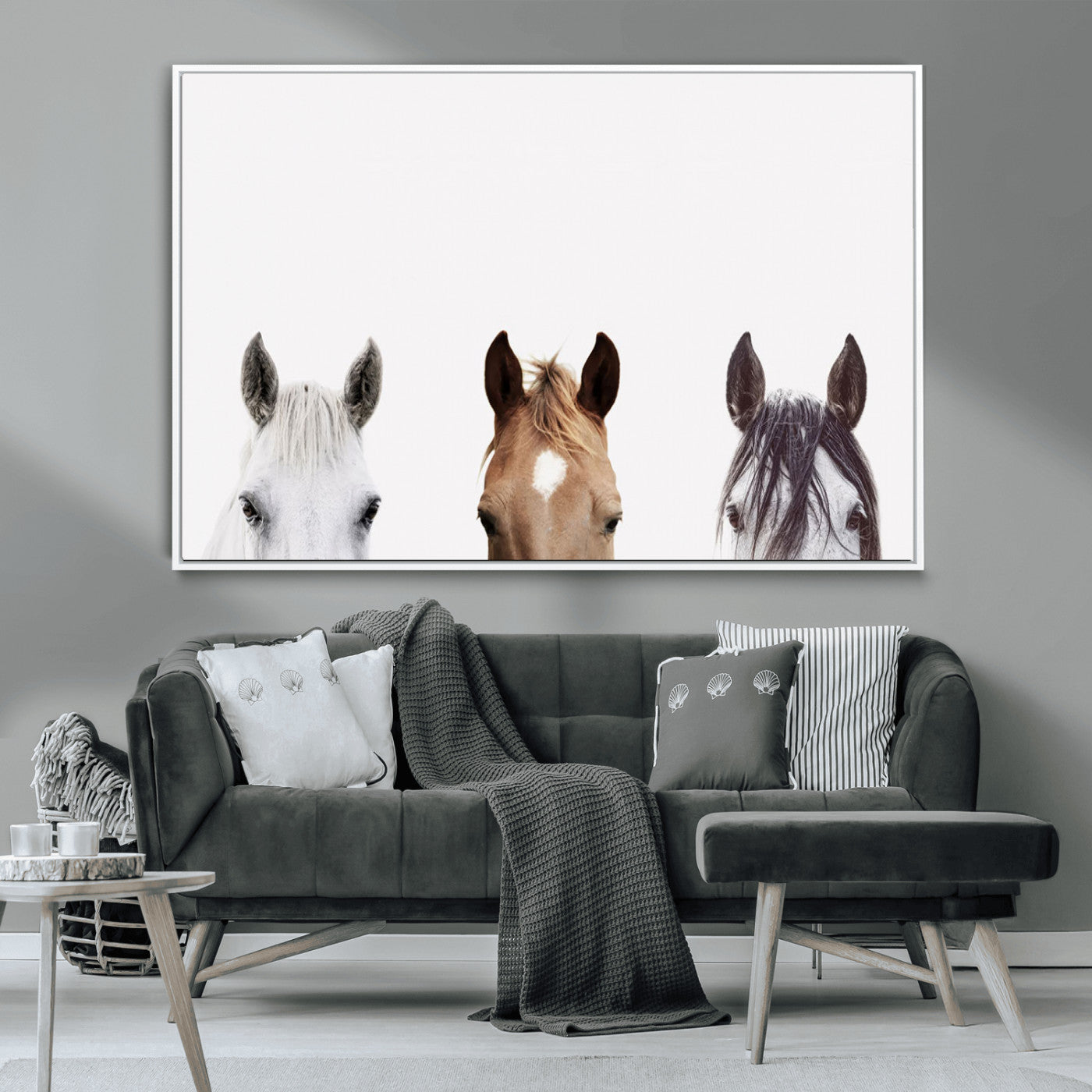 MGV-FC-36X24 - Horse Prints Set, Set of 3 Horse Wall Art, Horses Portraits, Farmhouse Wall Art, Farm Animals