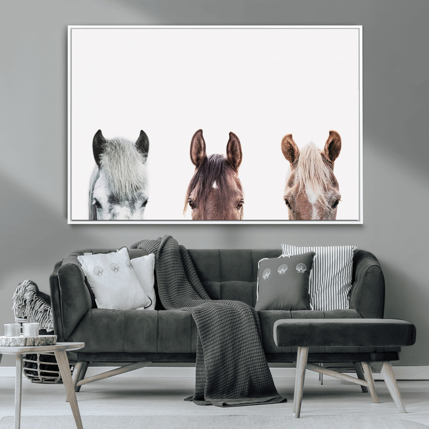 MGV-FC-36X24 - Horse Wall Art - Minimalist Horse Triptych Wall Art – Modern 3-Panel Giclée Canvas Featuring Horse