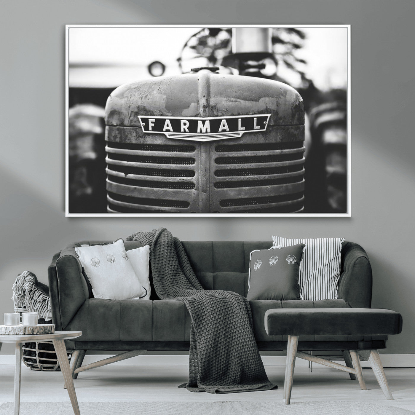 MGV-FC-36X24 - Vintage Farmall Tractor Wall Art Canvas Print, Rustic Farmhouse Decor Ready to Hang