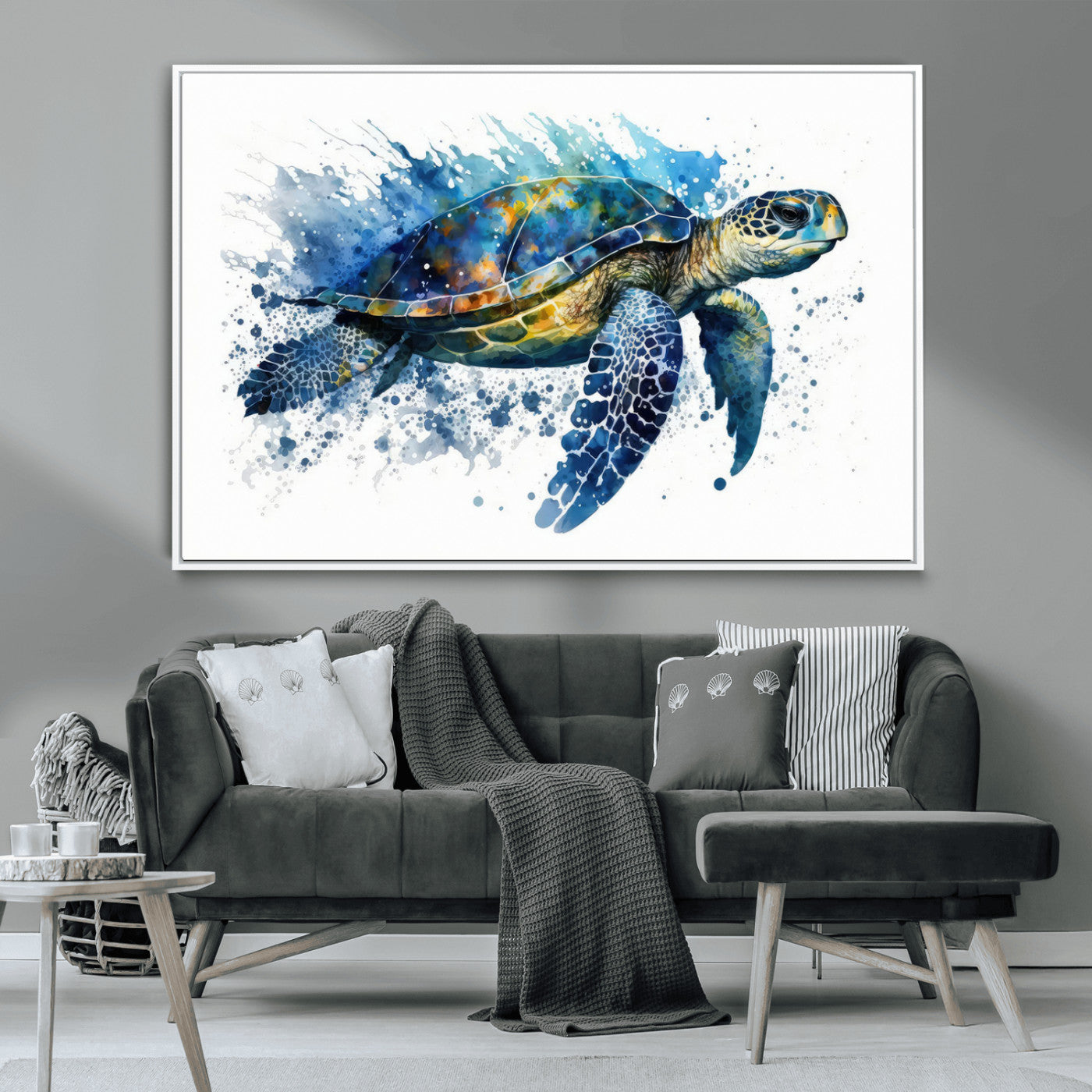 MGV-FC-36X24 - Watercolor Turtle Wall Art Canvas Print for Decoration