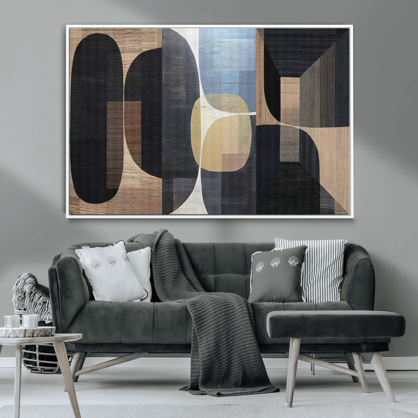 MGV-FC-36X24 - Minimalist Wabi Sabi Abstract Geometric Wall Art Canvas Print – Modern Minimalist Shapes – Ready to