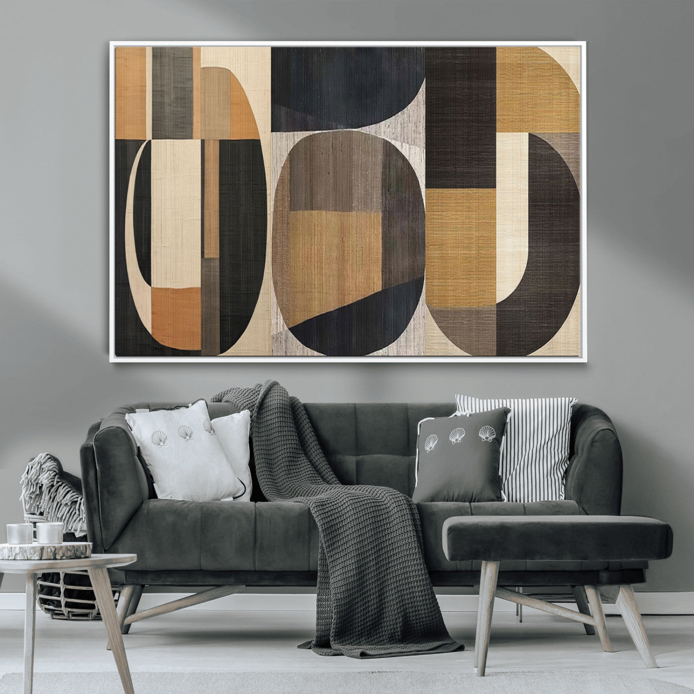 MGV-FC-36X24 - Modern Brown Wabi Sabi Abstract Wall Art Canvas Print Set, Minimalist Wall Art